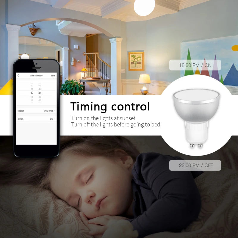 Transform Your Space with 1-10Pcs Zigbee Smart Home LED Bulb Spot Night Light Lamp - 5W GU10 RGBCW Compatible with Alexa, Google Home, and SmartThings