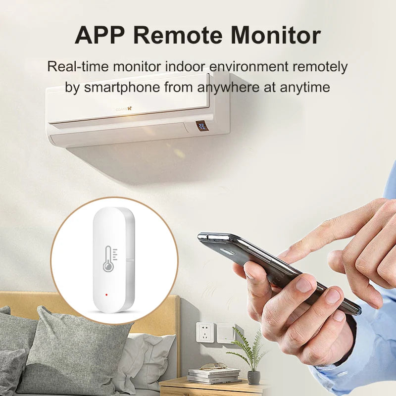 Tuya Wifi /Zigbee Smart Temperature Humidity Sensor Indoor Hygrometer Controller Monitoring Work with Smart Speaker Alexa Google