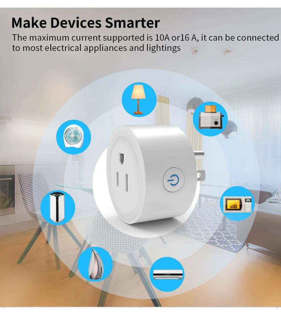 Tuya 16A Smart Plug Zigbee Wifi Socket US Canada Mexico Peru Japan Power Monitoring Timing Function Works with Alexa Google Home