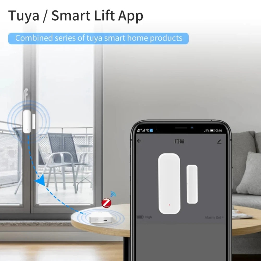 Tuya Zigbee/Wifi Magnetic Doo Window Sensor Open Closed Alarm Detector Smart Life APP Work with Alexa Google Home Need Gateway