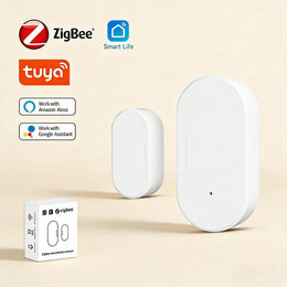 Tuya Zigbee Door Window Contact Sensor, Smart Home Security Alarm, Smart Life APP Control, Compatible with Alexa Google Z2M