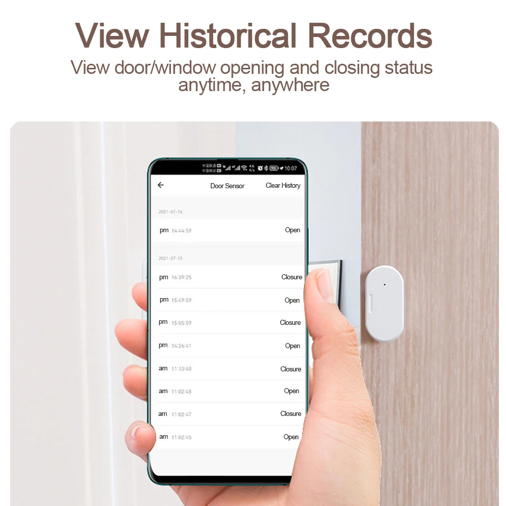 Tuya Zigbee Door and Window Magnetic Sensor Smart Life APP Security Detector Alarm Remote Monitor Works with Alexa Google Home