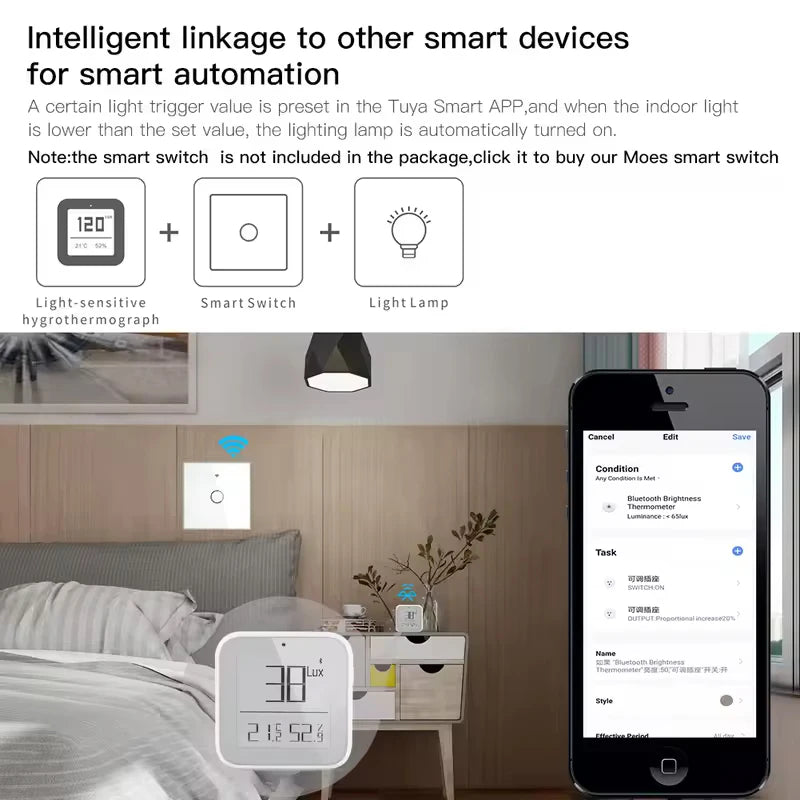Tuya Smart Zigbee 3.0 Mesh Brightness Thermometer Light Temperature Humidity Detector Sensor Tuya Smart App Control