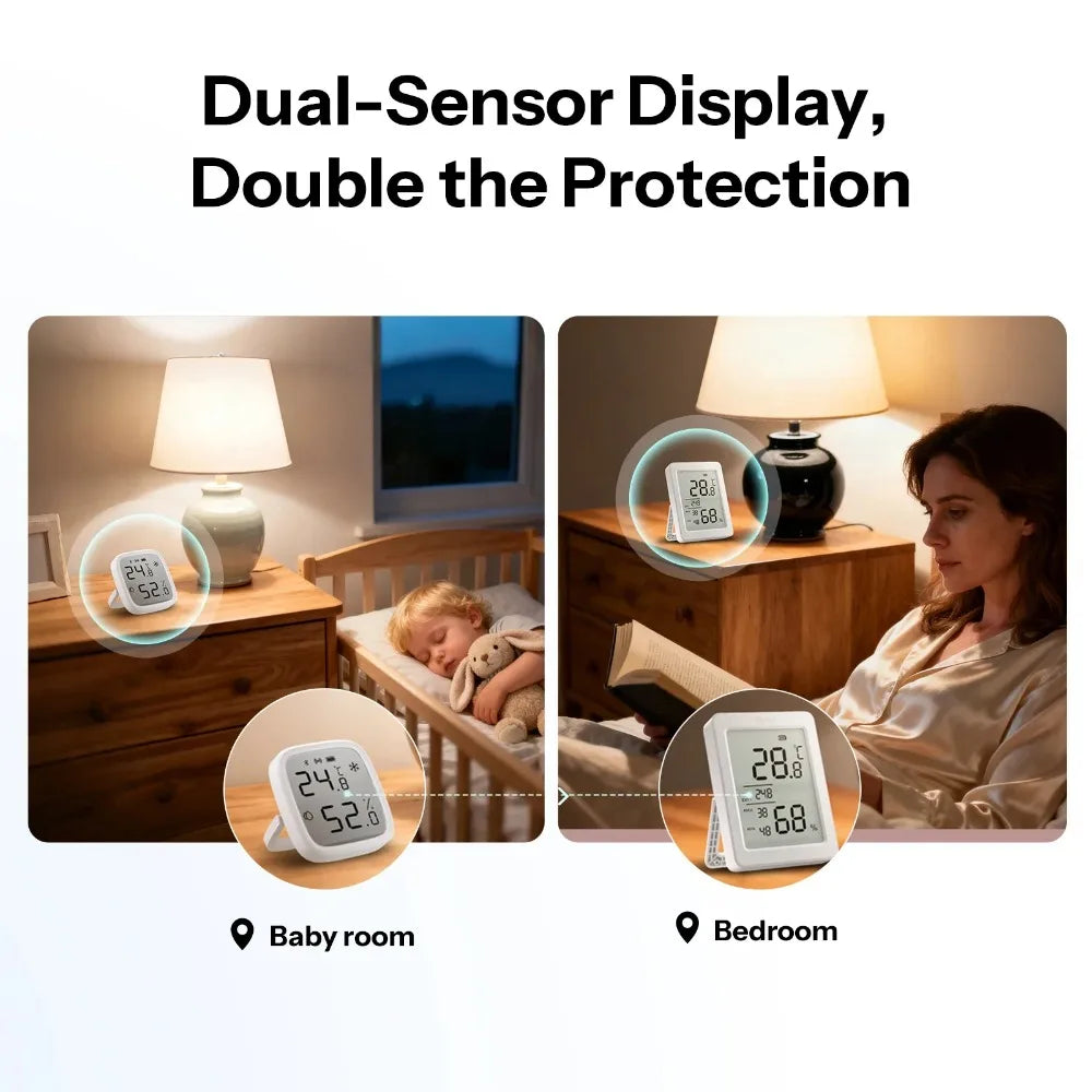 SNZB-02DR2 SNZB 02DR2 Airguard TH Zigbee Temperature Humidity Sensor App Monitoring Work with Apple Home via Matter