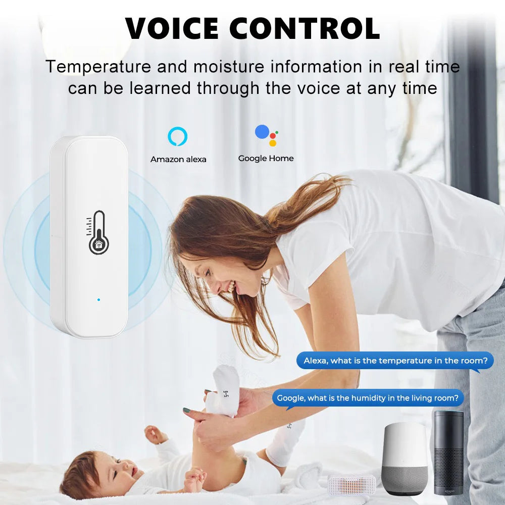 Tuya Zigbee/Wifi Temperature Humidity Sensor Home Connected Thermometer Compatible with Smart Life Alexa Google Assistant