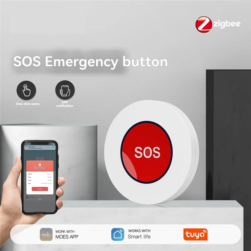 Abmf-"Tuya Zigbee SOS Button Emergency Help Switch for Elderly and Children - Wireless Remote Control Alarm Sensor"