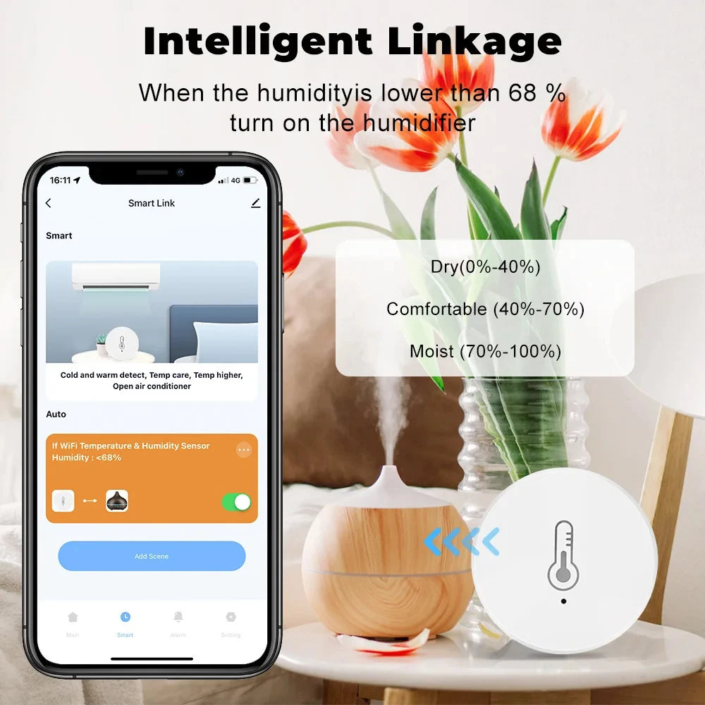 Tuya Zigbee 3.0 Temperature Humidity Sensor Remote Monitor by Smart Life App Battery Powered Works with 2Mqtt Alexa Google Home
