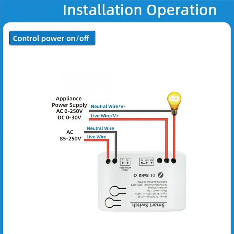 2Pc Tuya Smart Zigbee Switch with Temperature Sensor Passive Dry Contact Zigbee Relay Work with Home Assistant AC85-250V-ABFT