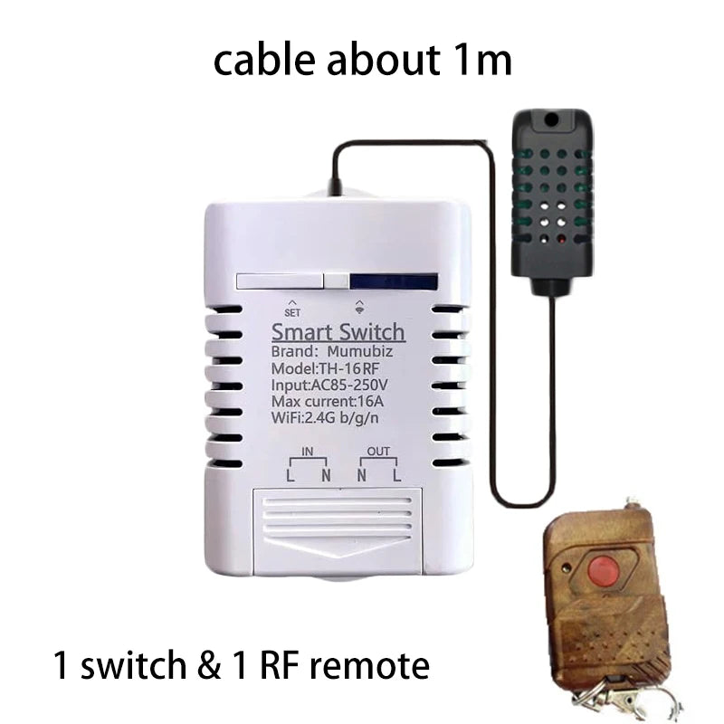 Ewelink Smart Wifi Switch Temperature and Humidity Monitoring 16A 3000W Switch with TH Sensor, Works with Alexa ,Google Home