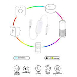 Mini Zigbee DW Light Strip Controller with DC Adapter 12-24V 5050 3528 Single Color LED Light Dimmer Work with Alexa Smartthings