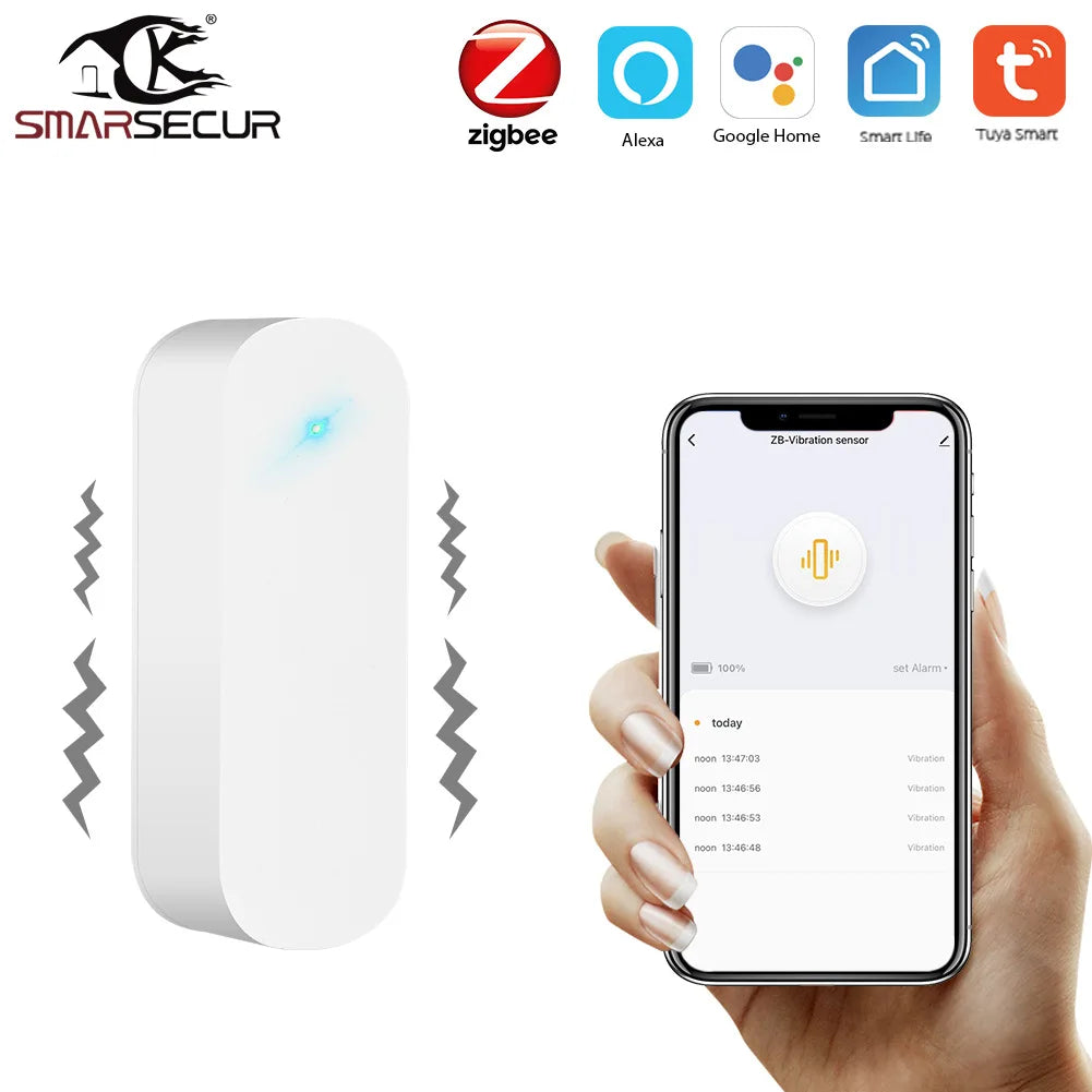 Tuya Intelligent Zigbee Vibrating Sensor - New Model Vibrating Detector - Anti-Theft Vibration Sensor