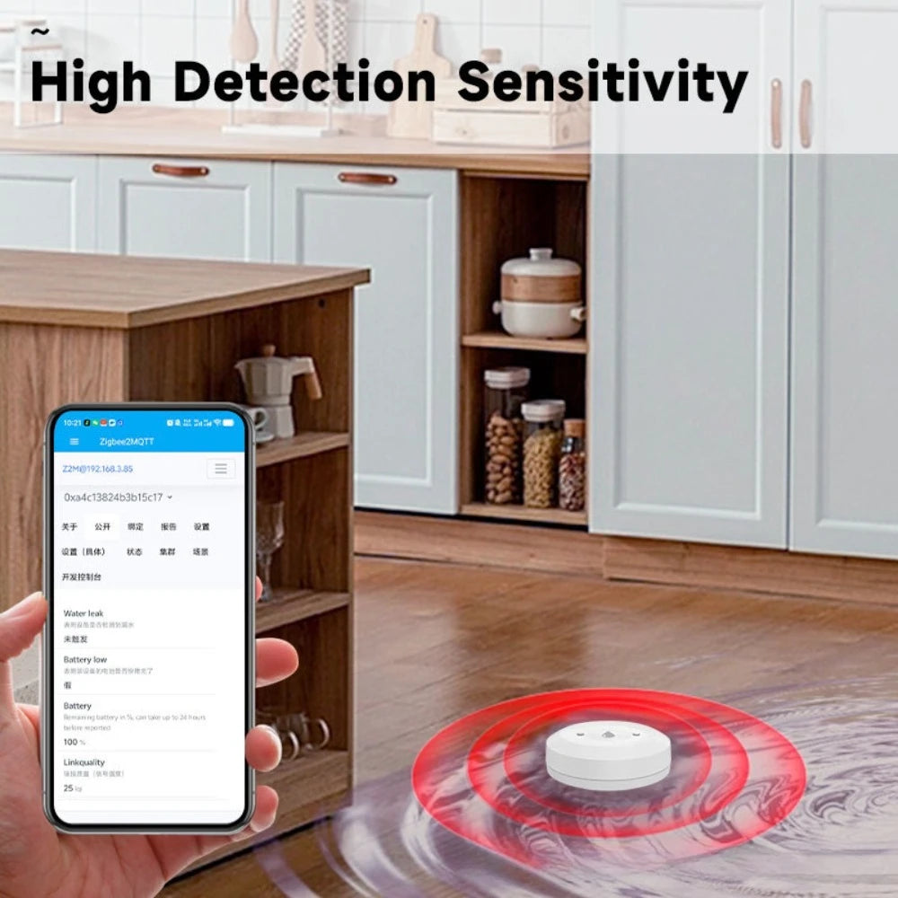 Z2M Immersion Sensor Zigbee 2MQTT Flood Leakage Detector Alarm Home Assistant APP High Sensitivity Reliable and Durable