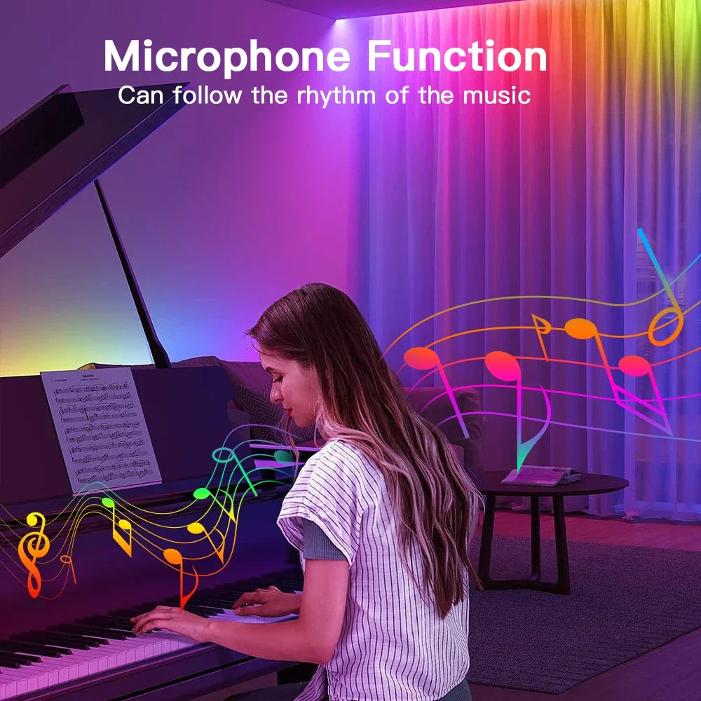 Transform Your Space with the Smart Mic Controller RGB IC Light Strip - Perfect for Music Dynamic Modes and DIY Customization!