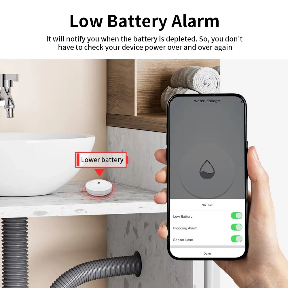 For Tuya Zigbee Smart Water Leak Sensor Flood Leakage Sensor Overflow Level Detector Remote Monitor Home Assistant Zigbee2Mqtt