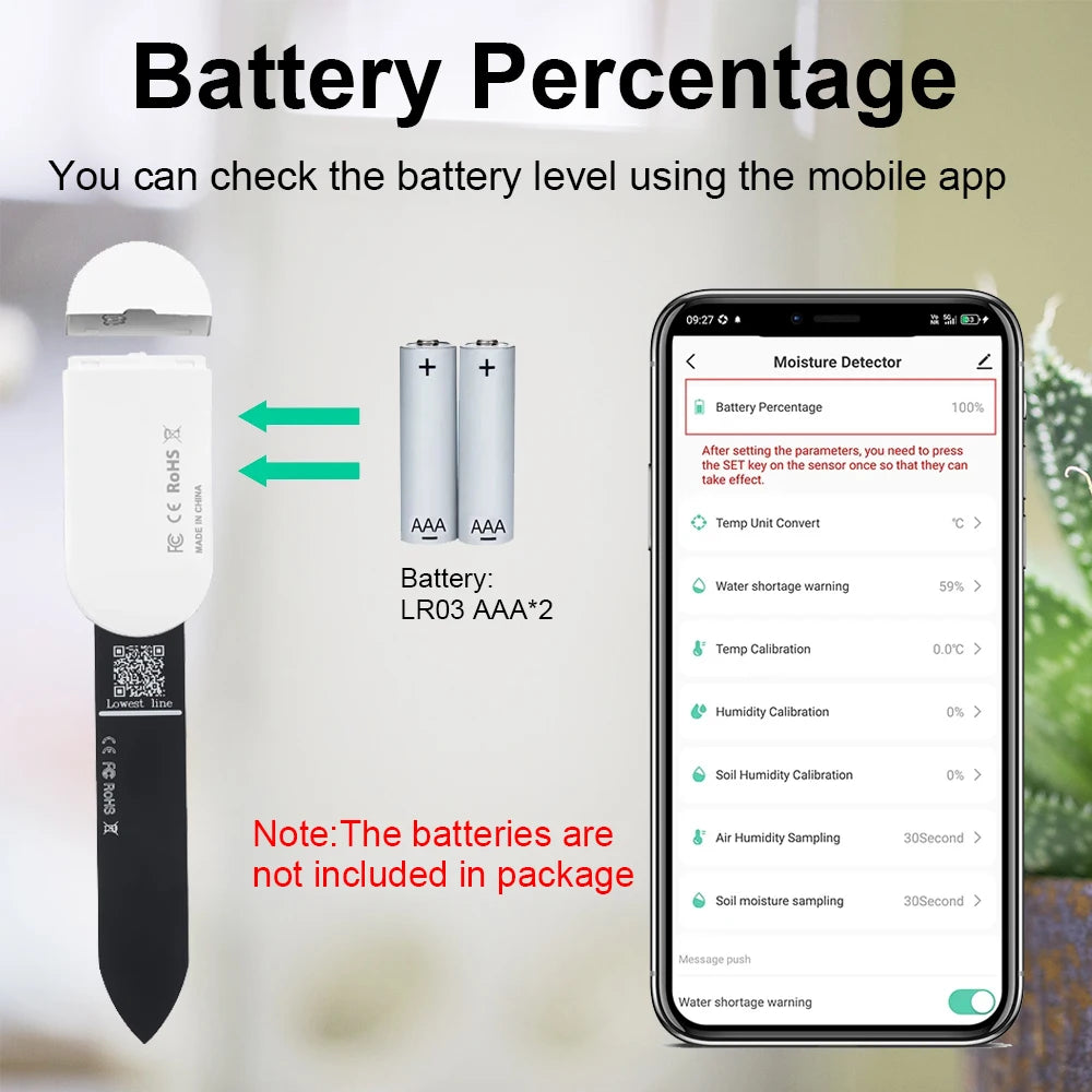 Zigbee Temperature Humidity Moisture Detector Smart Soil Tester Moisture Sensor Phone App Realtime Monitor for Home Garden