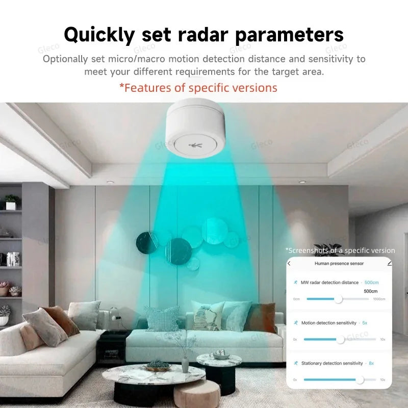 Zigbee 24G Mmwave Radar Presence Sensor Human Detector Motion/Static Detection for Tuya Z2M Smart Home Security Automation Alarm