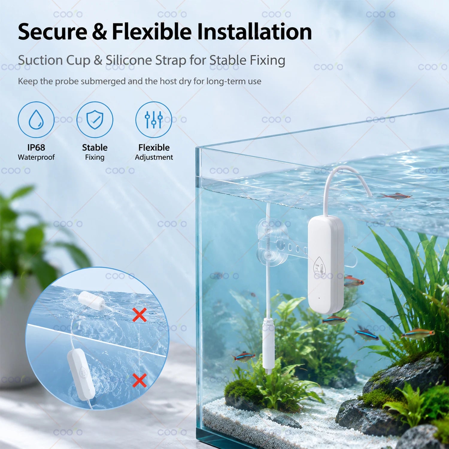 Zigbee Water Quality Tester 7 in 1 Seawater Freshwater Ec/Tds/Salinity/S.G/Ntc/Temp/Humidity Meter for Reef Aquarium Fish Tank