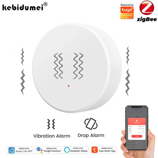 Tuya Zigbee Smart Vibration Tilt Sensor Real Time Remote Monitoring Door Window Detection Alarm Smart Home Security Protection