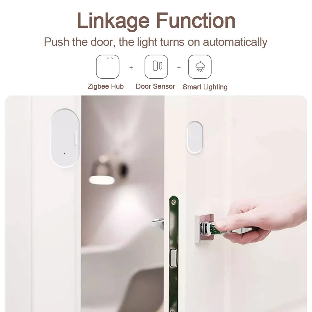 Tuya Zigbee Door and Window Magnetic Sensor Smart Life APP Security Detector Alarm Remote Monitor Works with Alexa Google Home