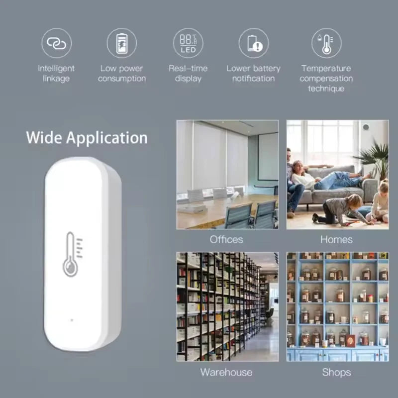 Tuya Zigbee Smart Temperature Humidity Sensor Indoor Hygrometer Controller Monitoring Work with Smart Speaker Alexa Google Home