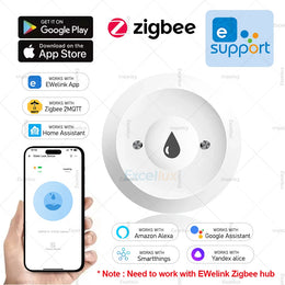 Ewelink Zigbee 3.0 Water Sensor Alarm Water Flood Leak Detector Remote Monitoring Overflow Security Alarm System Support ZHA Z2M