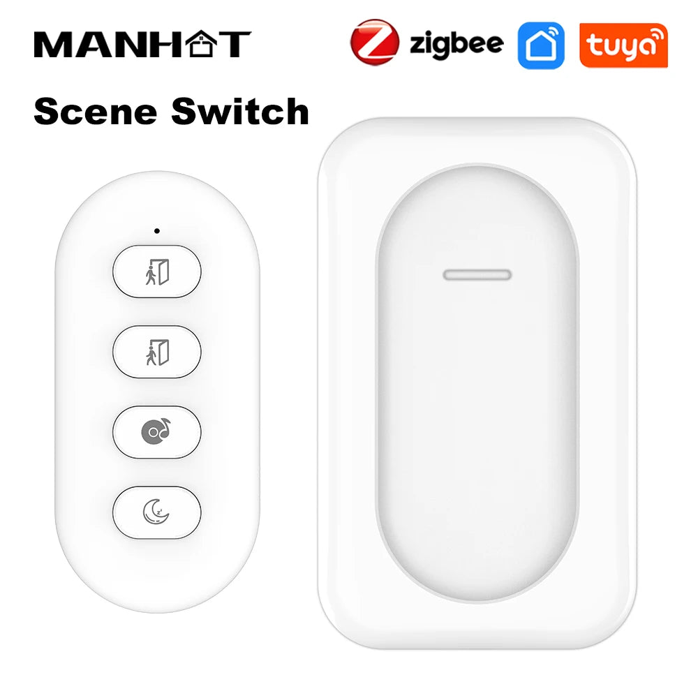 Tuya Zigbee Smart Scene Switch 4 Gang 12 Scene Wireless Push Button Switch Battery Powered Smart Home Automation Scenario Switch