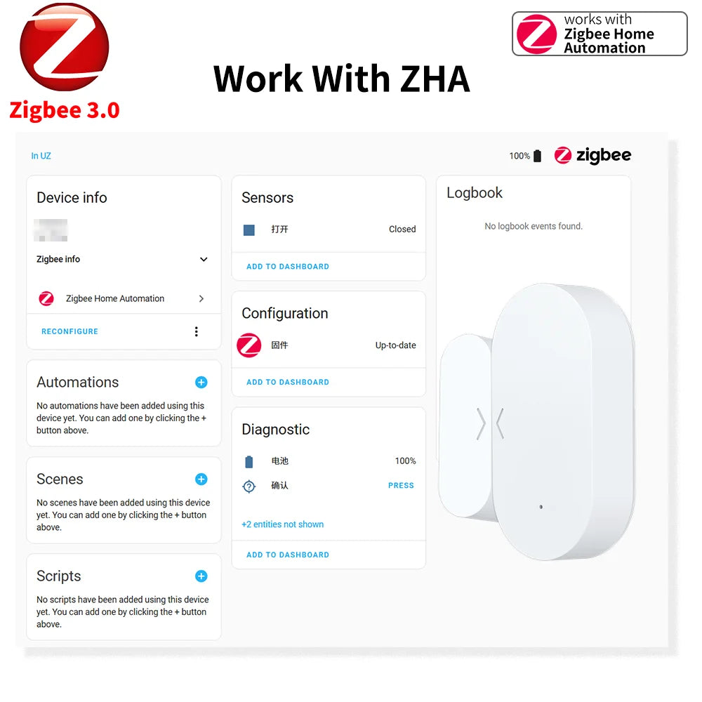 Zigbee Contact Sensor Door & Window Sensor Zigbee Hub Required Work with Yandex Alexa Zigbee2Mqtt ZHA Homeassistant
