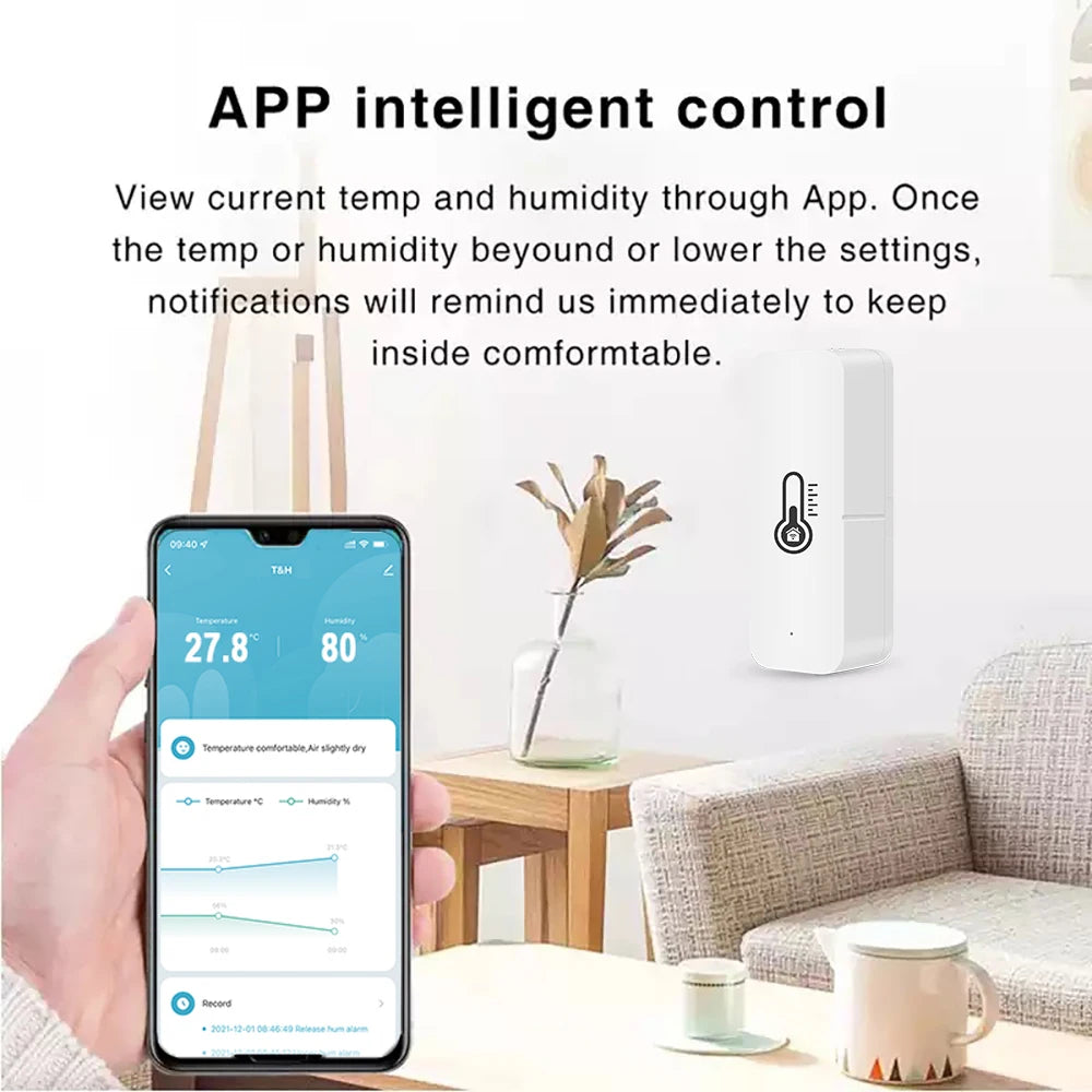 Tuya Zigbee/ Wifi Smart Temperature Humidity Sensor Indoor Hygrometer APP Remote Real-Time Monitoring Works with Alexa Google