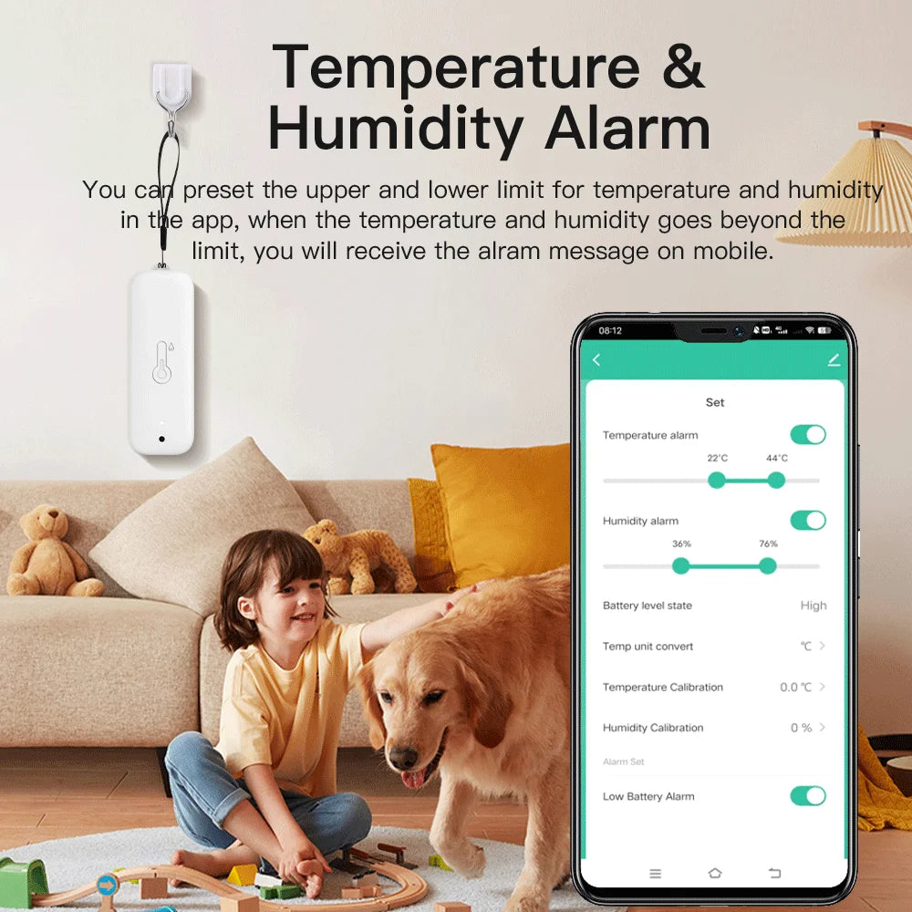 Tuya Zigbee/Wifi Outdoor Temperature Humidity Sensor Thermometer Smart Life Work Google Assistant ,IP65 Waterproof+Hanging Rope