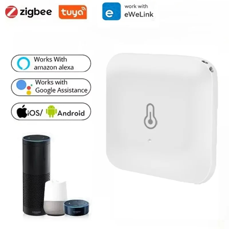 Tuya Ewelink Zigbee Temperature Humidity Sensor Smart Home Device Compatible with Google Home Alexa for Environmental Monitoring