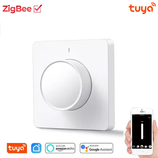 Tuya Smart Wifi Zigbee Rotary Light Dimmer Switch Smart Life/Tuya APP Remote Control Works with Alexa Google Voice Assistants