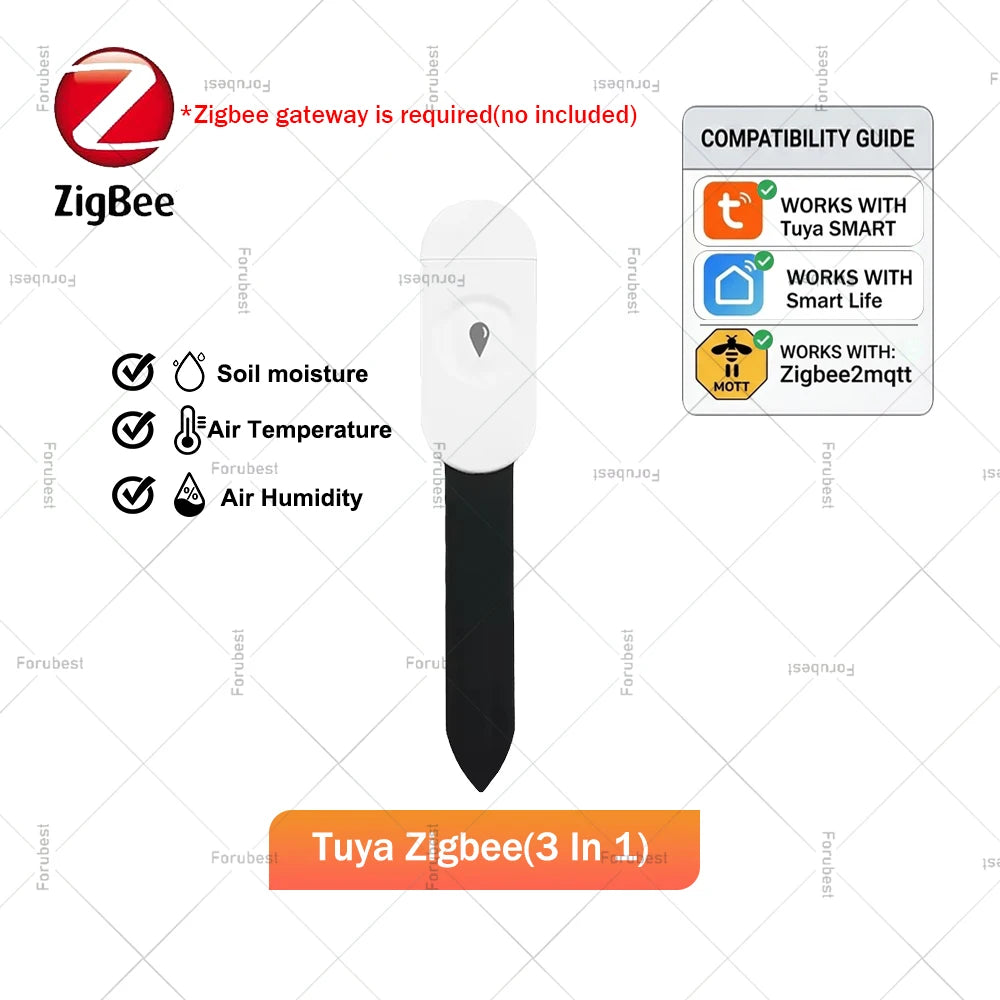 Smart Zigbee Soil Moisture Sensor Temp Humidity Light Fertility Meter Thermo Hygrometer Garden Automation Irrigation Detector