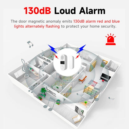 Enhance Your Home Security with the Tuya Wifi Door Sensor - 130Db Sound & Light Alarm, Smart Home Compatible