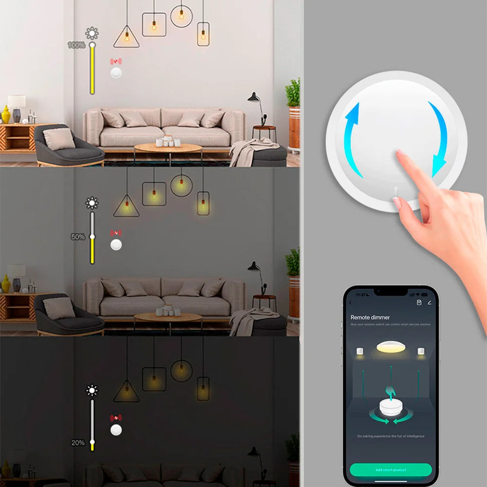 Tuya Zigbee Smart Knob Dimmer DIY Wireless Scene Button Switch Home Appliances Automation Linkage Remoter