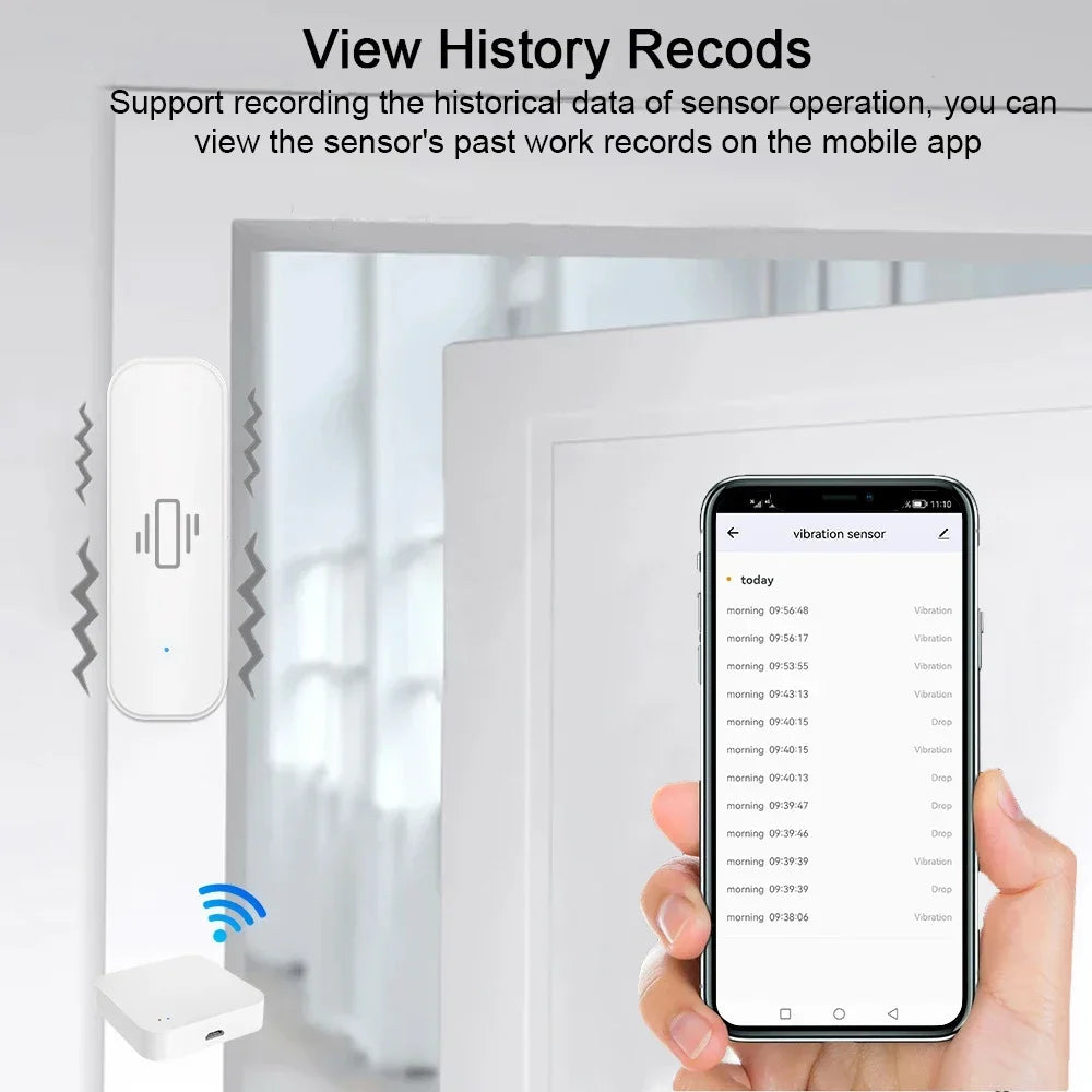 Tuya Wifi/Zigbee Smart Vibration Sensor Home Security Protection Smartlife App Real-Time Remote Monitor Alarm Notification