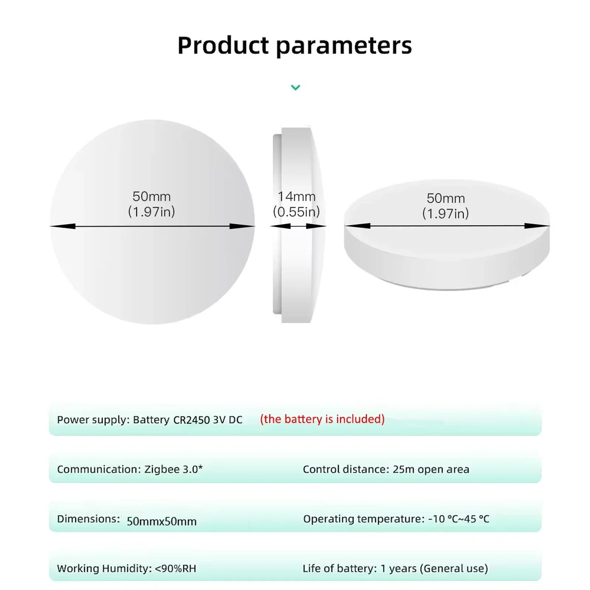 Zigbee 3.0 Smart Scene Button CR2032 Battery Tuya Smart Life APP Alexa Google Home Wireless Remote Controller