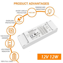Zigbee 3.0 Dimmable LED Driver 12 Watts 12V Dimming LED Power Supply Voice APP Smart Control Suitable for Downlight Spotlight