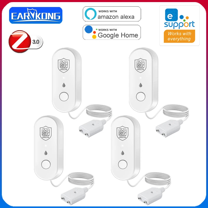 Ewelink Zigbee Water Leak Sensor Bathroom Overflow Leakage Detector Smart Home Alarm App Control Support Alexa Work with Gateway