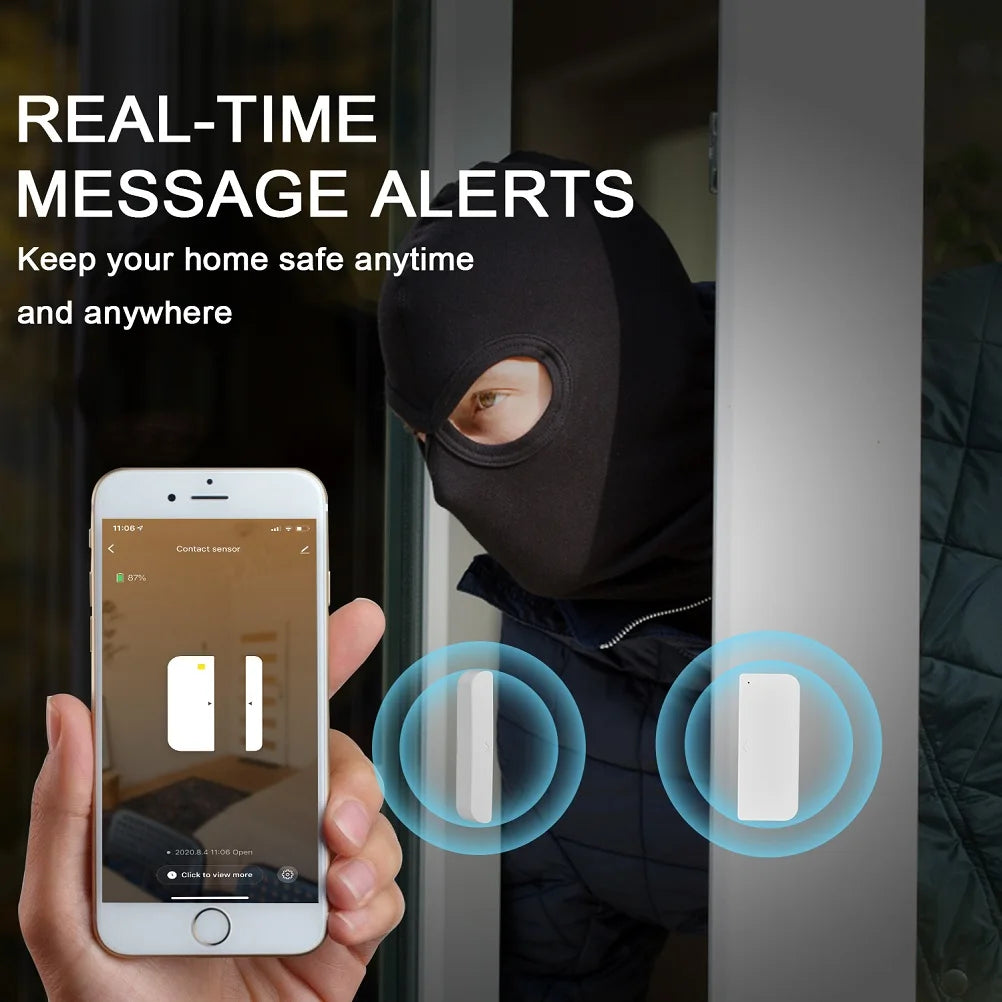 Wifi Zigbee Door and Windows Sensor Magnetic Tuya Smart Life Wireless Home Automatic Security Opening/Close Residential Alarm