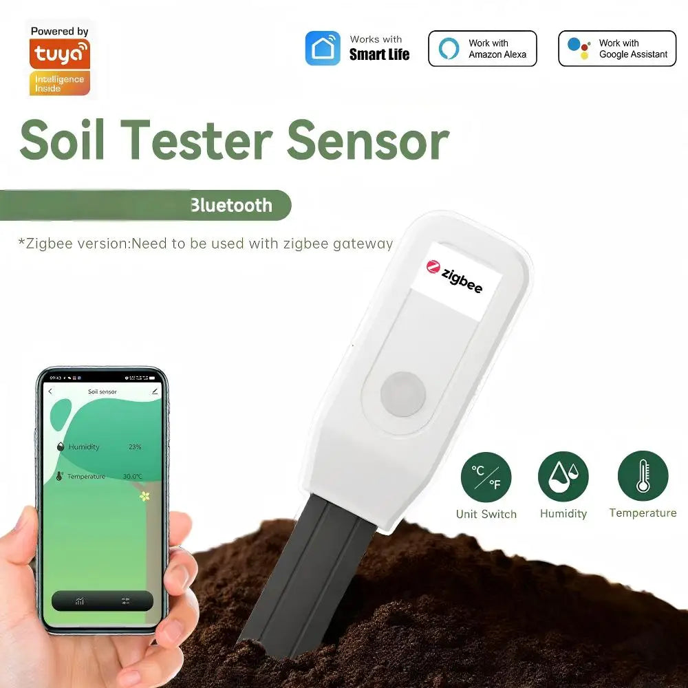 Transform Your Garden with the Tuya Smart Home Zigbee Soil Moisture & Temperature Monitor - The Ultimate Plant Care Assistant with Remote Watering!