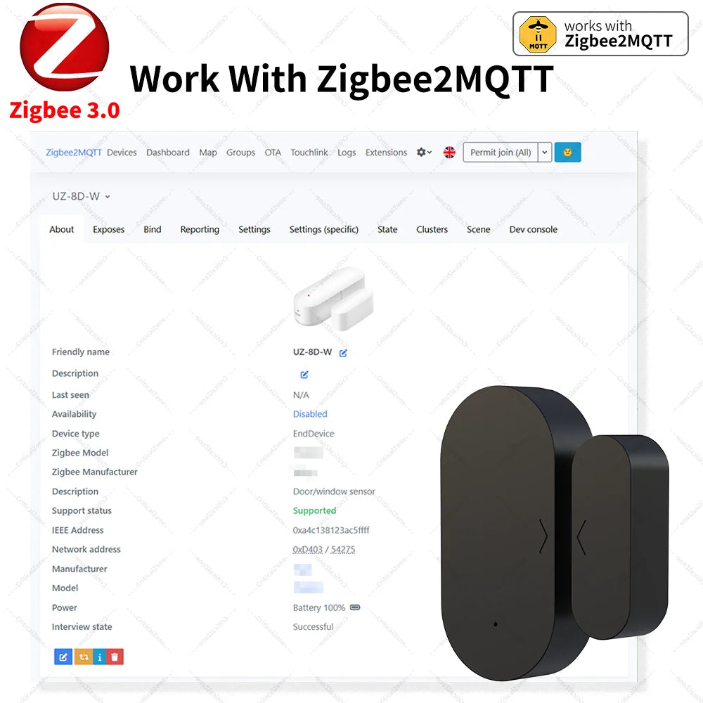 Zigbee 3.0 Door Sensor Window Sensor Contact Sensor Zigbee Hub Required Workwith Home Assistant Yandex ZHA Zigbee2Mqtt Alexa