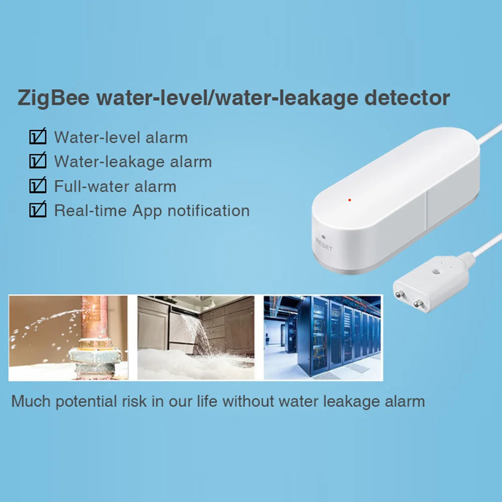 Zigbee Water Level Sensor Smart Water Leakage Alarm Detector Flood Alert Overflow Security Protection Smart Life Ewelink