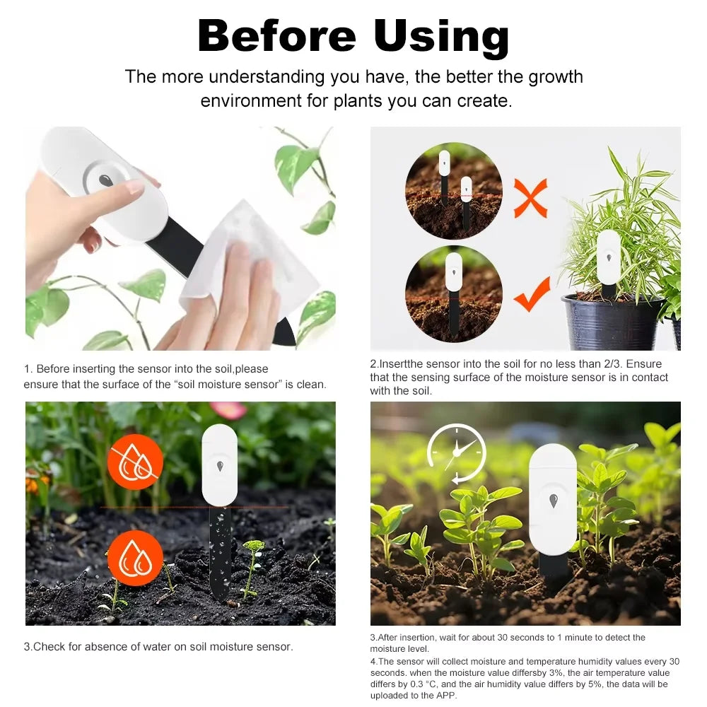 Tuya Zigbee Soil Moisture Sensor Temperature&Humidity Thermohygrometer Garden Automation Irrigation Detector for Alexa Google