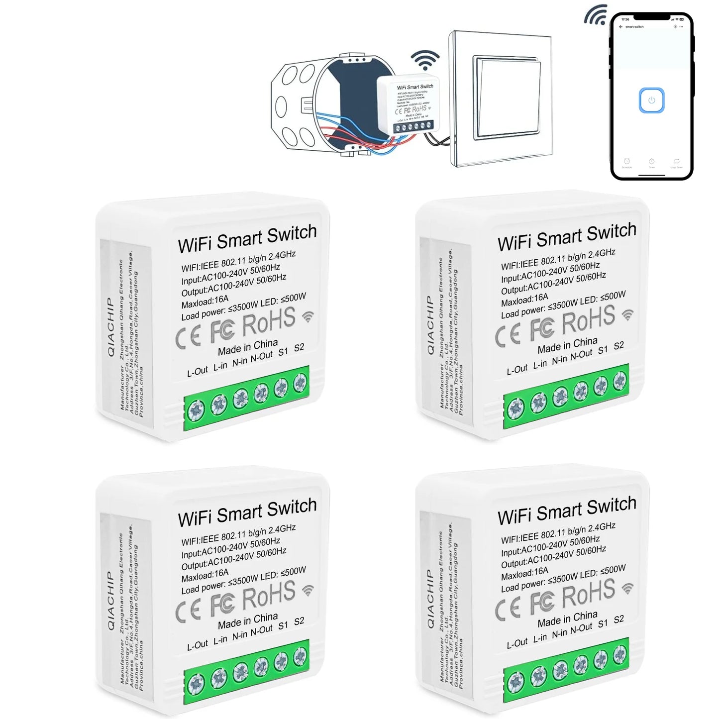 Wifi Smart Light Switch 2 Way Control Module AC 110V 220V Voice Control Ewelink APP Work with Alexa Google Home Alice