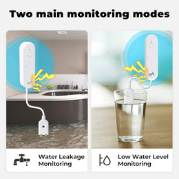 Tuya Smart Wifi Water Leak Sensor Water Overflow Level Detector 80Db Sound Alarm System Flood Leakage Sensor Remote Monitor