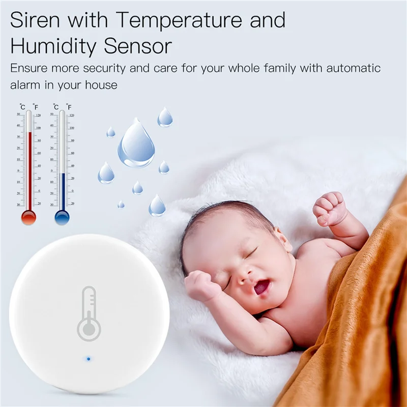 B50B-6X Tuya Smart Zigbee 3.0 Smart Temperature and Humidity Sensor Battery Powered Security with Tuya Smart Life Alexa(B)