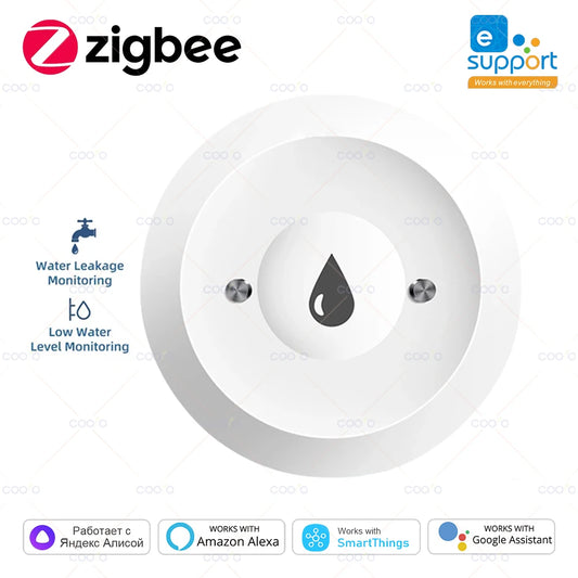 Ewelink Zigbee Water Sensor Alarm Water Leak Detector Flood Alert Overflow Security Alarm System Works with Alexa Google Alice