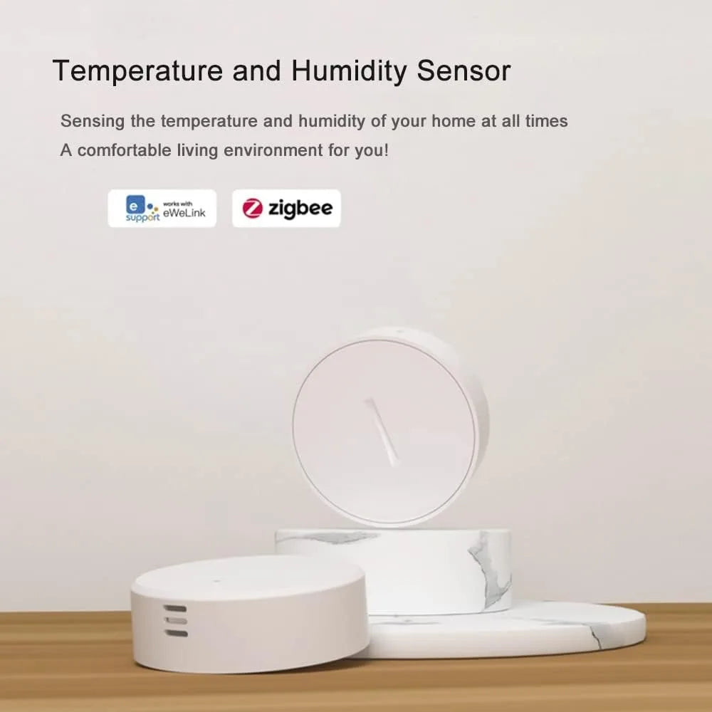 Ewelink Zigbee Mini Indoor Temperature and Humidity Sensor Hygrometer with Alert Compatible with Alexa Google Home Smarthings