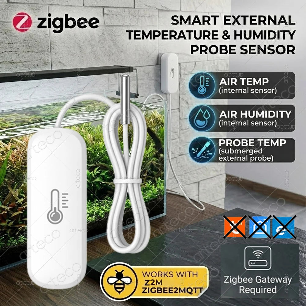 Zigbee NTC Probe Temperature Humidity Sensor Remote Monitor Aquarium Pool Fridge Freezer Fish Tank Therometer,For Zigbee2Mqtt