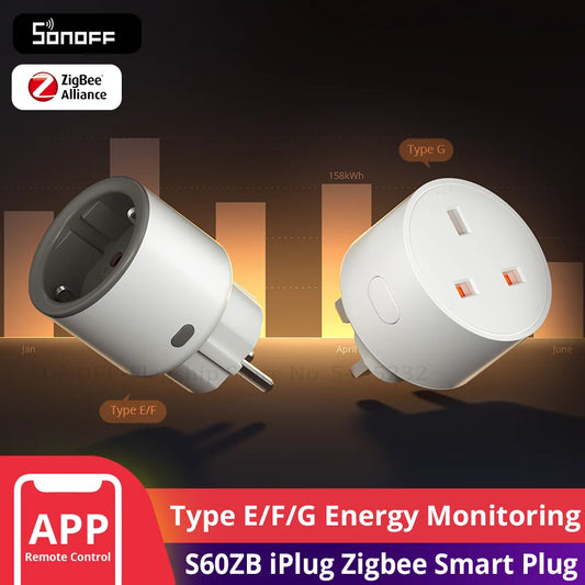 S60ZB Iplug Zigbee Smart Plug Energy Monitoring Wireless Socket Timer Smart Switch Voice Control Google Home Amazon Alexa